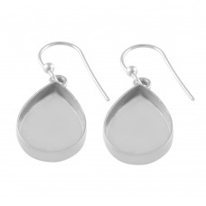 Pear shape silver blank bezel cup casting earring for stone setting